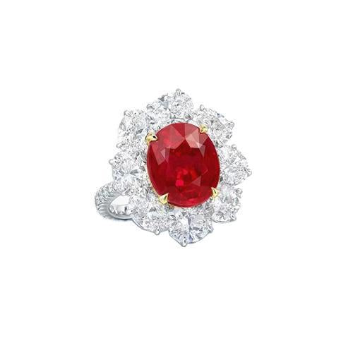 4.50 carati rosso rubino con diamanti anello gioielli stile fiore nuovo - harrychadent.it