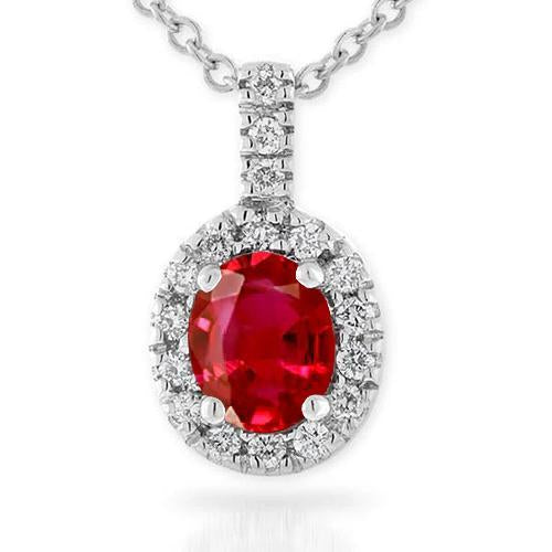 4.75 carati. Collana Pendente Rubino Con Diamanti Con Catena Oro Bianco 14K - harrychadent.it