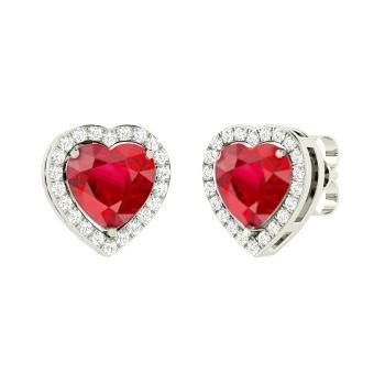 4.80 ct. Orecchini a bottone con rubini a forma di cuore con diamanti rotondi 14K - harrychadent.it