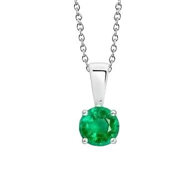 5 Carati Solitaire Verde Smeraldo Gemma Pendente Oro Bianco 14K - harrychadent.it