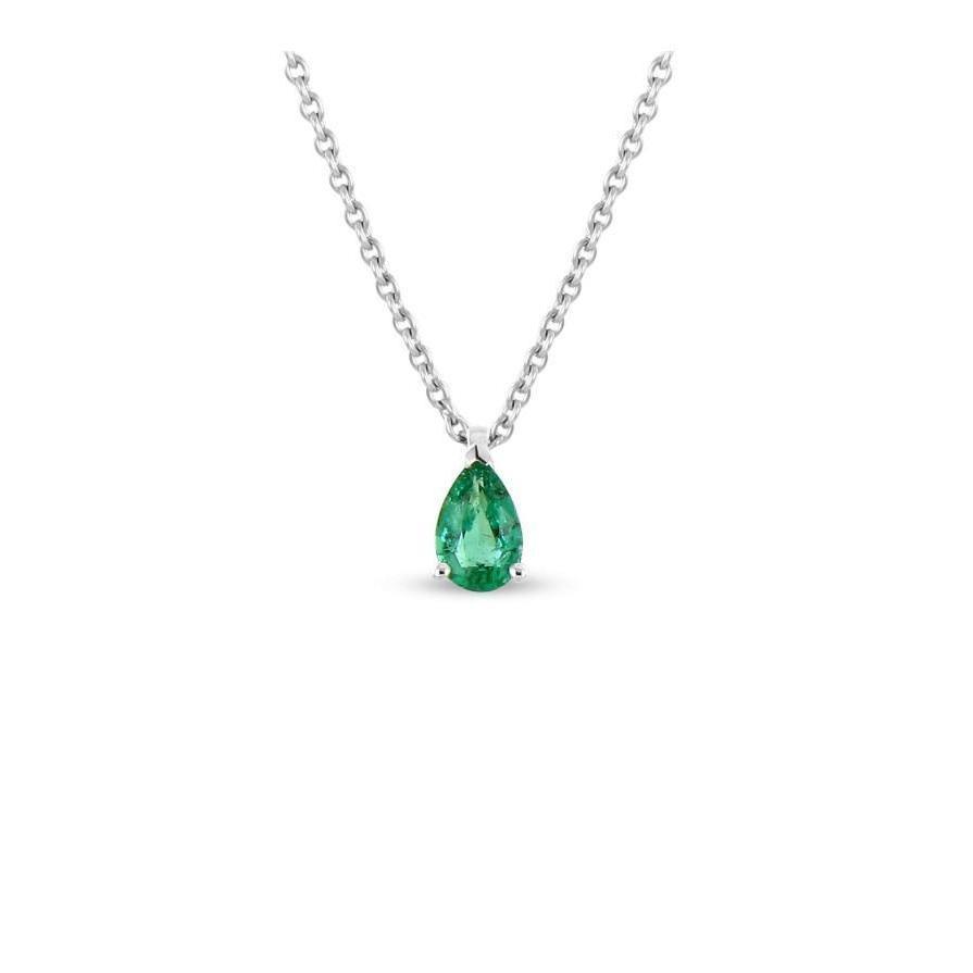 5 Ct Solitaire Green Emerald WG 14K Collana con ciondolo con catena - harrychadent.it