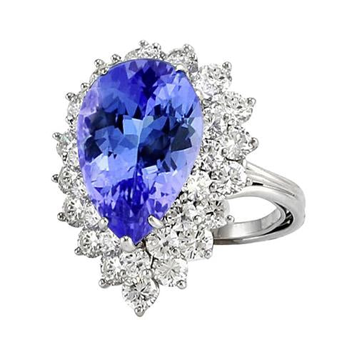5 carati Halo Pear Tanzanite e anello di fidanzamento con diamante - harrychadent.it