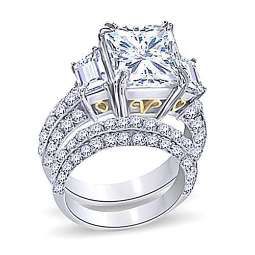5 carati Princess Center Diamond Ring con fascia incastonata Two Tone 14K - harrychadent.it