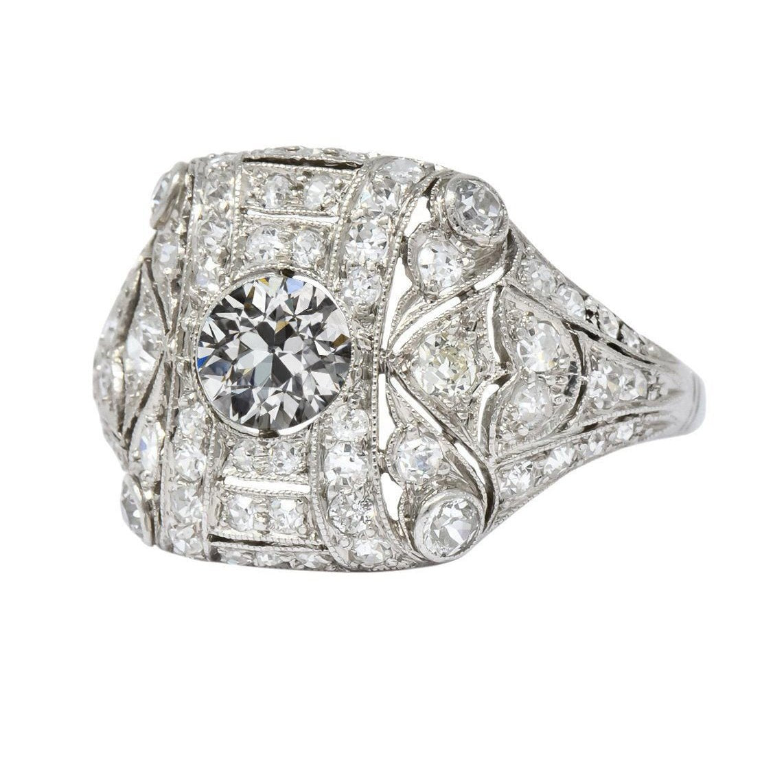 5 carati rotondo vecchio miniera taglio anello di diamanti con gambo Milgrain gioielli in oro - harrychadent.it