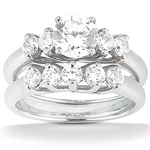 5 pietre traliccio diamante anello di fidanzamento fascia set 1.85 carati WG 14K - harrychadent.it