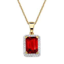5,65 Carati Rubino Radiante Con Collana Di Diamanti Oro 14K