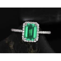 5.45 carati verde smeraldo taglio smeraldo con anello nuziale di diamanti 14K - harrychadent.it