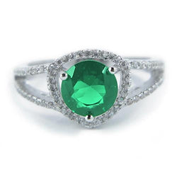 6 carati di forma rotonda verde smeraldo con anello di diamanti in oro