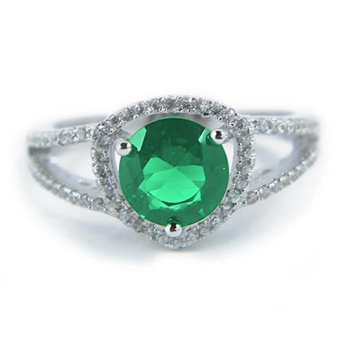 6 carati di forma rotonda verde smeraldo con anello di diamanti in oro - harrychadent.it