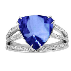 6 carati trilioni di gioielli con anello in zaffiro dello Sri Lanka e diamanti