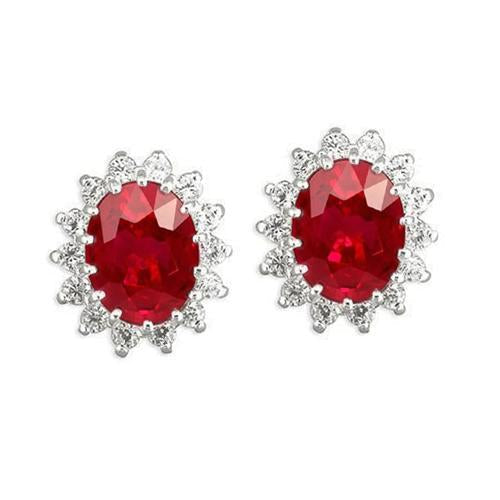 6,80 carati rosso rubino con diamanti orecchini Halo oro bianco 14K - harrychadent.it