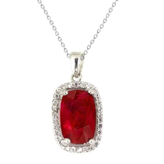 6.50 carati rosso rubino con diamanti collana da donna in oro bianco 14k - harrychadent.it