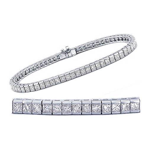 6.80 Carati Natural Taglio da principessa Diamanti Bracciale Tennis Gold 14K - harrychadent.it