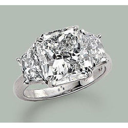7 carati diamante radiante 3 pietra anello di fidanzamento oro bianco