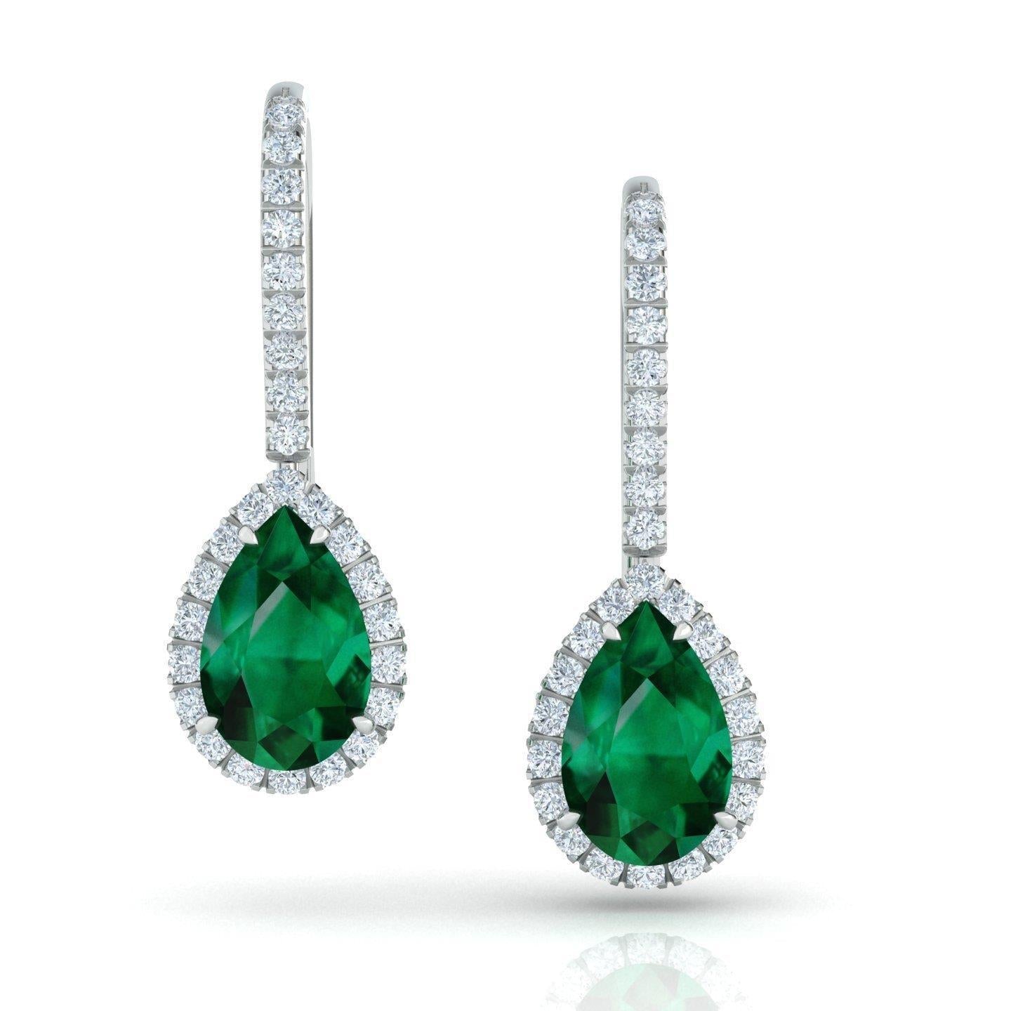 7 carati pera verde smeraldo diamante signora ciondola orecchino d'oro - harrychadent.it