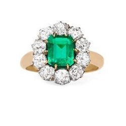 7 carati verde smeraldo diamante anello nuziale oro 14k