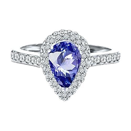 7,01 ct. Anello in oro bianco 14K con diamanti blu zaffiro taglio a pera Sri Lanka - harrychadent.it