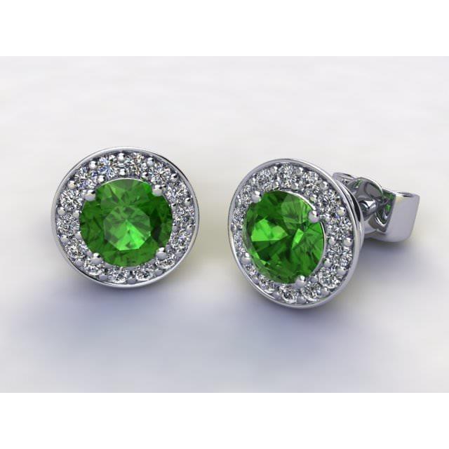 7,20 carati tondo tormalina verde diamante orecchino a bottone Halo - harrychadent.it