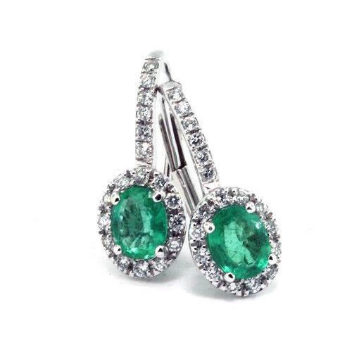 7.36 carati verde smeraldo con diamanti orecchini pendenti in oro bianco 14k - harrychadent.it