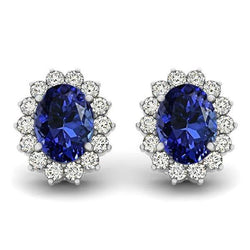 7.50 carati Tanzanite con diamanti Orecchini in oro bianco 14K