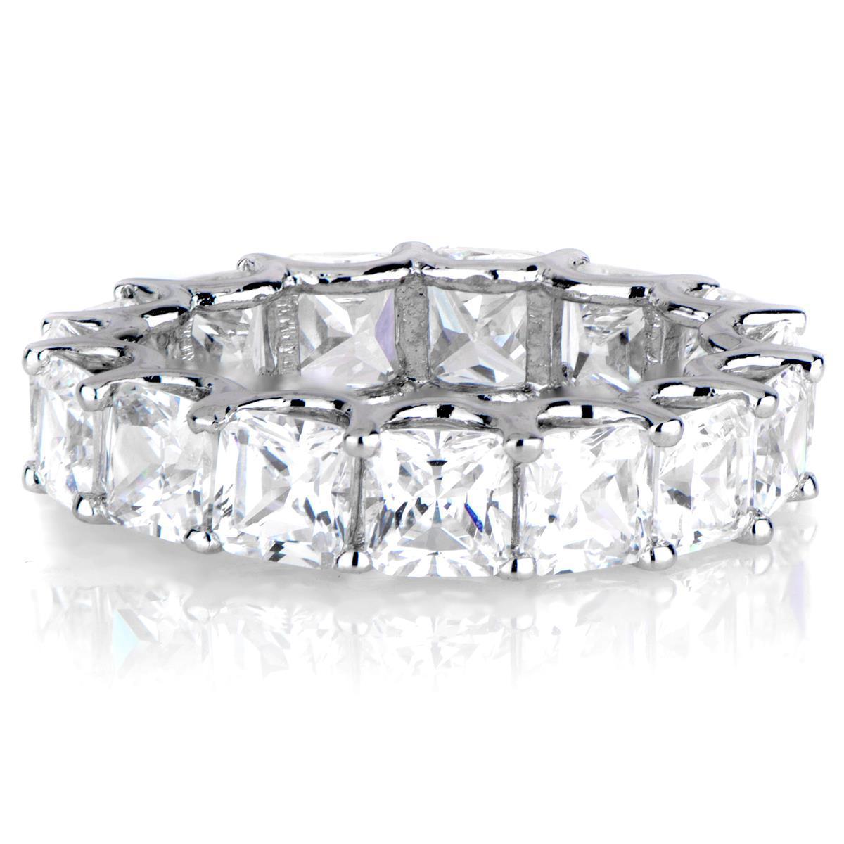 7.50 carati di diamanti taglio cuscino matrimonio gruppo musicale di eternità oro bianco - harrychadent.it