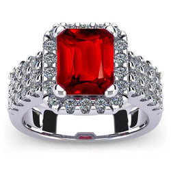 7.50 carati rubino rosso a forma di smeraldo con gioielli in oro con anello di diamanti