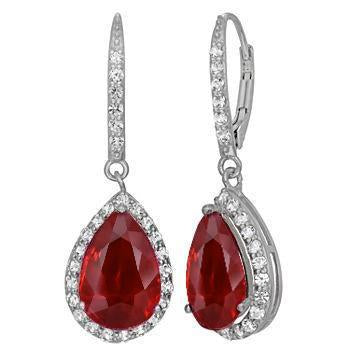 8 carati rosso rubino taglio pera con diamante penzolare orecchino d'oro da donna - harrychadent.it