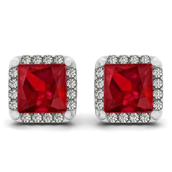 8 carati rubino con pavé di diamanti orecchini gioielli - harrychadent.it