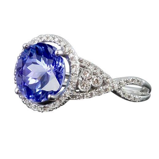 8.01 Ct. Anello rotondo con zaffiro di Ceylon e diamanti in oro bianco 14K - harrychadent.it