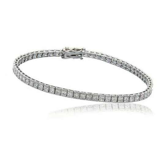 9.30 ct. Bracciale tennis incastonato con diamanti taglio principessa WG 14K - harrychadent.it