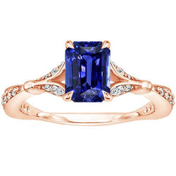 Accenti anello di fidanzamento pietra blu brillante zaffiro e diamante 4 carati