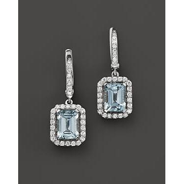 Acquamarina Taglio Smeraldo E Diamanti 5 Ct. Orecchini pendenti - harrychadent.it