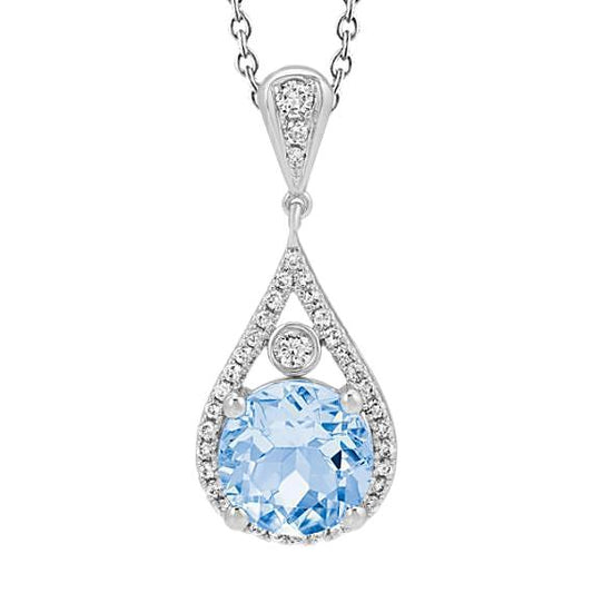 Acquamarina taglio rotondo 11.25 ct con ciondolo in oro bianco 14 carati con diamanti - harrychadent.it