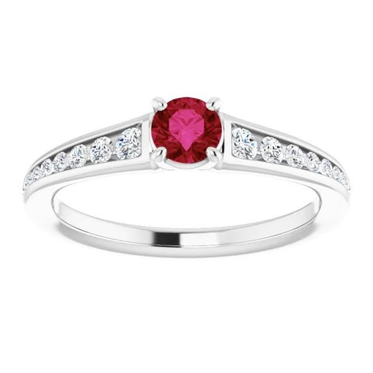 Anello 1.10 carati Burma Ruby Diamond accentato oro bianco 14k gioielli - harrychadent.it