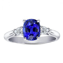 Anello 3 carati con diamante. pera e zaffiro blu ovale. 3 carati. gioielli da donna