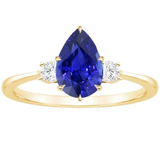 Anello Anniversario 3 Pietre Pera Zaffiro Blu & Diamanti 4.25 Carati - harrychadent.it