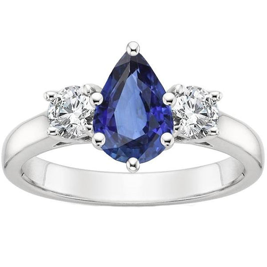 Anello Anniversario 3 Pietre Pera Zaffiro Ceylon & Diamanti 4.50 Carati - harrychadent.it
