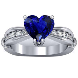 Anello Anniversario Diamante Ceylon Zaffiro Gambo Spaccato 3.50 Carati