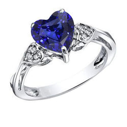 Anello Anniversario Diamante Cuore Zaffiro Ceylon 2.50 Carati Oro Bianco