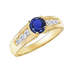 Anello Anniversario Diamante Oro Giallo Zaffiro Blu Profondo 1.75 Carati