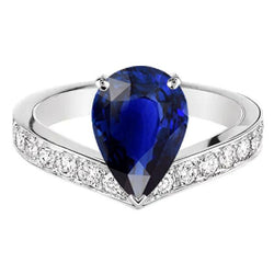 Anello Anniversario Diamante Pera Zaffiro Ceylon 4 Carati Gioielli Da Donna