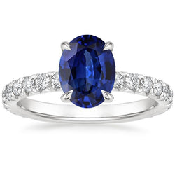 Anello Anniversario Diamante Solitario Zaffiro Blu Con Accenti 4 Carati