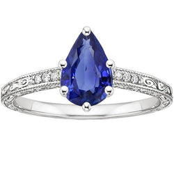 Anello Anniversario Diamante Stile Vintage Oro Blu Zaffiro 4.25 Carati