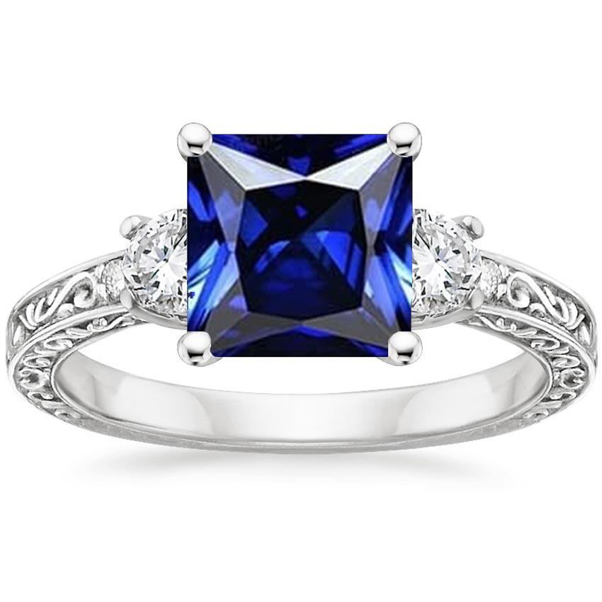 Anello Anniversario Diamante Stile Vintage Zaffiro Blu Ceylon 5.25 Carati - harrychadent.it
