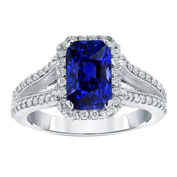 Anello Anniversario Diamante Taglio Radiante Zaffiro Gambo Diviso 5.50 Carati