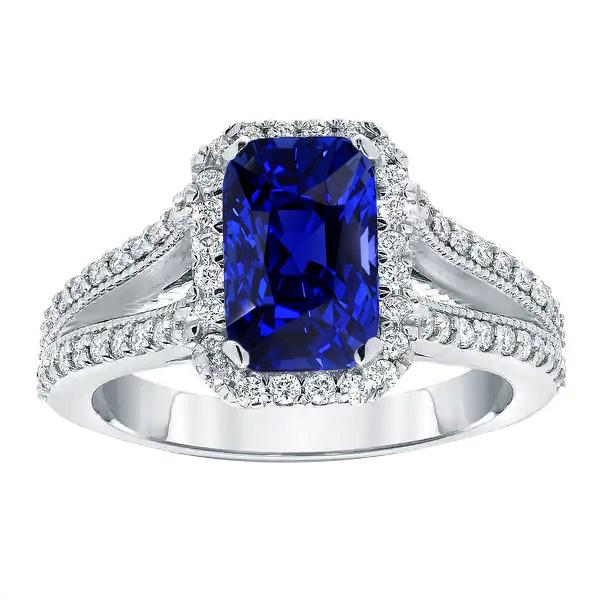 Anello Anniversario Diamante Taglio Radiante Zaffiro Gambo Diviso 5.50 Carati - harrychadent.it