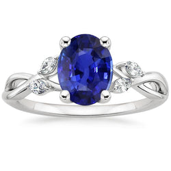Anello Anniversario Donna Blu Zaffiro & Accenti Marquise 2.50 Carati