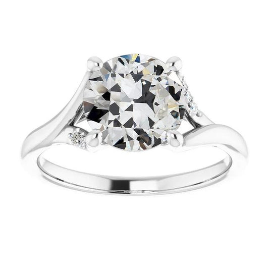 Anello Anniversario Gioiello Tondo Con Diamanti Taglio Vecchio Con Gambo Diviso 3,50 Carati - harrychadent.it
