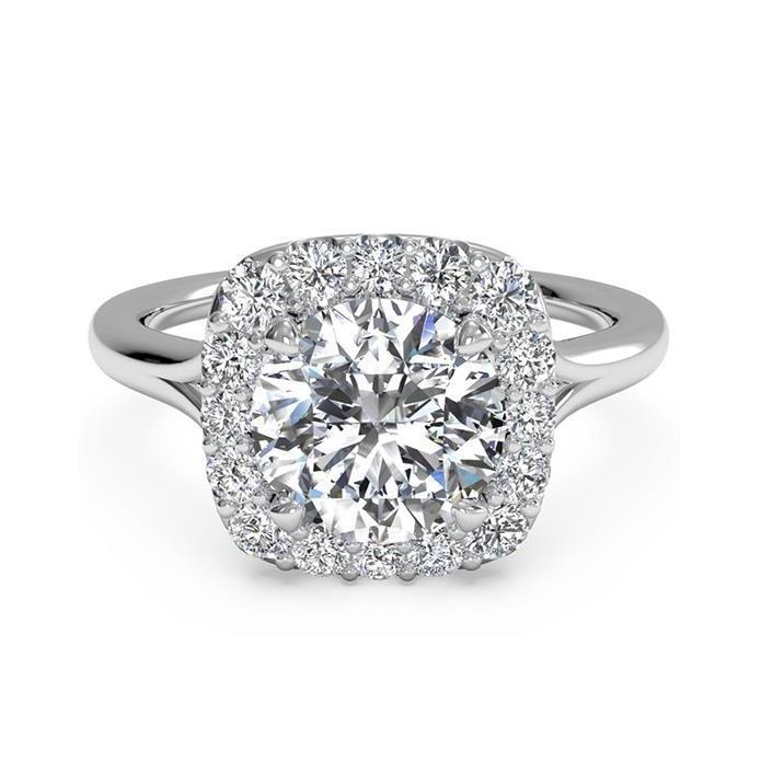 Anello Anniversario Halo con splendido diamante taglio rotondo da 3,60 carati e oro bianco 14 carati - harrychadent.it