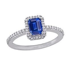 Anello Anniversario Halo con zaffiro smeraldo 3 carati e diamante accentato